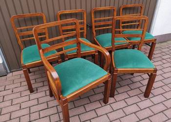 Krzesła-Fotel Komplet ART-DECO Politura Politura Lata 20-30 Stare Antyk Po