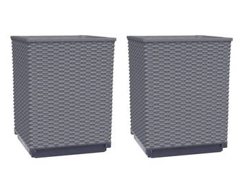 Donice 2 szt. ciemnoszare 30x30x37 cm polipropylen WM-364180
