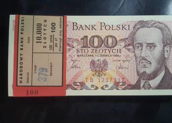 PACZKA 100 x 100 złotych 1986 UNC s. TB
