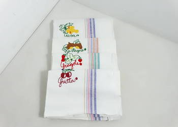 Komplet 4 ścierek kuchennych 51x69 cm 100% Bawełna Haft Włoski Styl