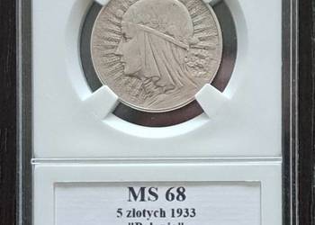 5zł.Polonia 1933r ze znakim menicy .Garding.