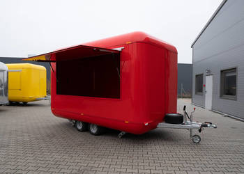 Nowa czerwona przyczepa gastronomiczna 4m food truck Oxygen