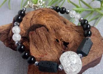 Bransoletka ochronna czarny turmalin i kwarc lodowy