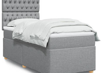 Łóżko kontynentalne z materacem jasnoszare tkanina 80x200 cm WM-3291114