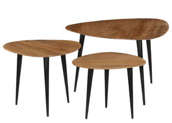 Zestaw 3 stolików kawowych lite drewno akacjowe WM-246062