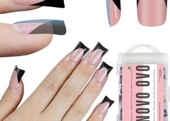 Sztuczne paznokcie, tipsy, Halloween, French, Black, 240 sztuk,12 rozmiarów