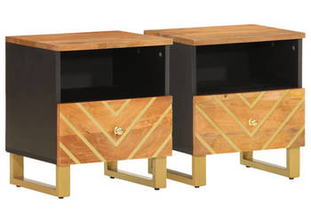 Szafki nocne 2 szt. brązowo-czarne lite drewno mango WM-356790