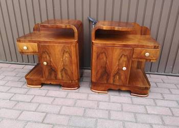 Stoliki Szafki Nocne Art Deco Orzech Stare Antyk Po Renowacji Komplet Okaz