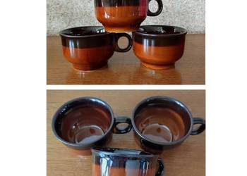 retro vintage antyk prl filiżanki Niewiedzielski brązowe porcelit pruszków