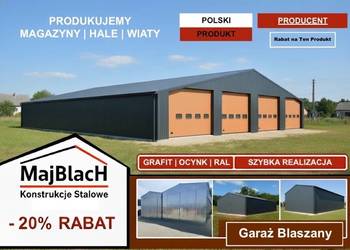 Konstrukcja Stalowa - Garaż Blaszany Grafitowy - Hala  - Maj-Blach