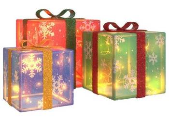 vidaXL Podświetlane prezenty świąteczne, 3 szt., 64 LED,(SKU:356245)