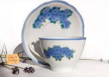 Filiżanka ze spodkiem porcelana ręcznie malowana Ćmielów vintage