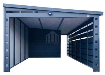 Carport wiata samochodowa 3,5x6 m pomieszczenie gospodarcze drzwi SO217