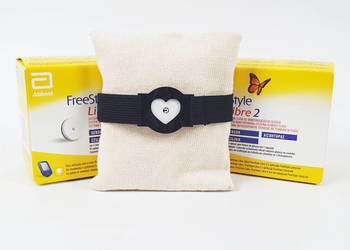 Opaska ochronna na sensor FreeStyle Libre 2 - Serduszko - Czarna