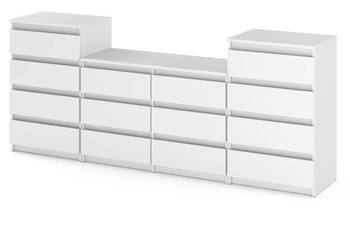Komoda 14 Szuflad 220cm Szafka Do Salonu Sypialni Meblościanka Biała Mat