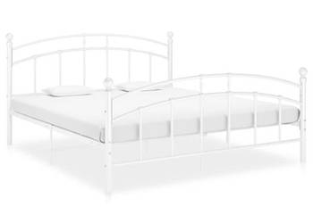 Łóżko Metalowe Białe Rama Łóżka Ze Stelażem Biała 180 x 200 cm WM-324983