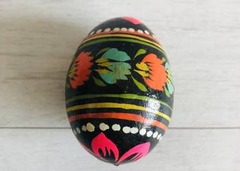 Pisanka drewniana PRL Wielkanoc ozdoby