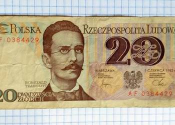 BANKNOT - 20 ZŁOTYCH 1982 ROK ( SERIA : AF 0384429 )