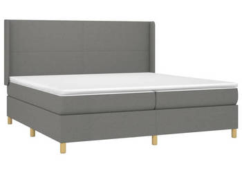 Łóżko kontynentalne z materacem ciemnoszara tkanina 200x200cm WM-3138742
