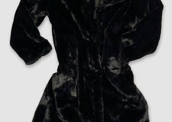 Pull&Bear futro damskie S czarne długie płaszcz oversize