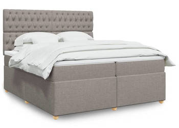 Łóżko kontynentalne z materacem taupe tkanina 200x200 cm WM-3293698