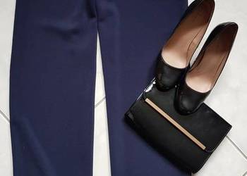L-XL spodnie damskie lejące eleganckie granatowe szykowne ga