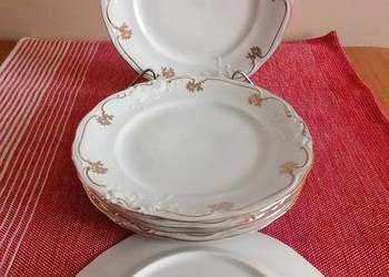 Talerze Deserowe Złote Kwiatki Wawel PRL