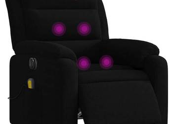 vidaXL Rozkładany fotel masujący, elektryczny, czarny, aksamit(SKU:3205087)