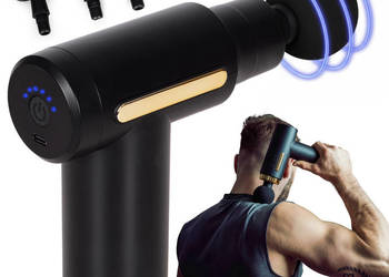 Pistolet do masażu masażer ręczny wibracyjny zestaw 4 końcówek ModernHome