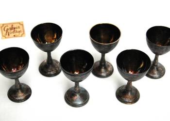 Posrebrzane kieliszki platerowane srebrem likieru nalewek PRL vintage