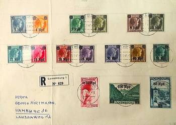 LUKSEMBURG 1941 Okupacja Niemiecka List Polecony R Hamburg Mondorf