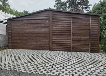 Garaż blaszany dwustanowiskowy 6×6 brama uchylna dwuspadowy, PRODUCENT