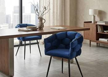 Granatowe Krzesło Tapicerowane Aya, Wysyłka 24H, Dostawa 0zł!