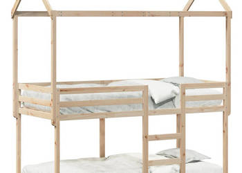 Łóżko piętrowe z dachem lite drewno sosnowe 75x190 cm WM-3282129
