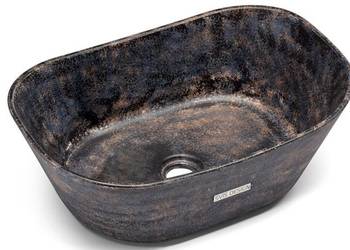 Umywalka 50 cm LIBRA BASIC DARK STONE niebieski, ochra i cza