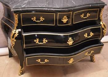 Królewska Czarna Komoda - Vintage Szafa - Złote Okucia Glamour
