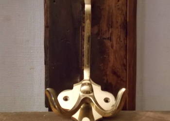 Piękny Stary Potrójny Wieszak-Gruby Mosiądz-Vintage