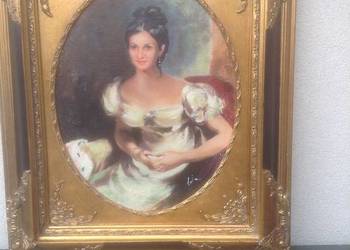 Obraz olejny w ozdobnej ramie 54 x65 cm