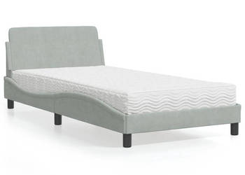 Łóżko z materacem jasnoszare aksamitne 100x200 cm WM-3208351