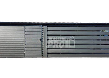 Schowek – domek ogrodowy 3×4 m + wiata 3×6 m antracyt GP751