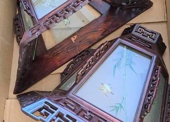 kinkiety chińskie drzewo i szkiełka malowane  unikatowe duże