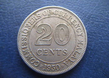 Stare monety 20 cent 1950 Malaje