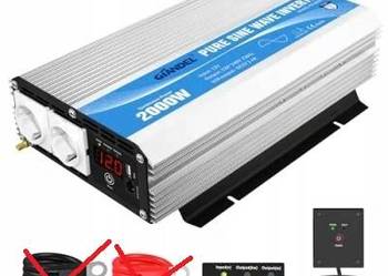 GIANDEL Inwerter 2000W 12V/230V Czysty Sinus, 2xEU, USB, Pilot, LED Używana
