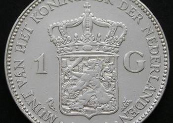HOLANDIA 1 GULDEN 1929 - WILHELMINA - SREBRO
