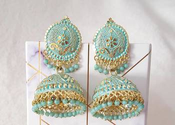 Kolczyki indyjskie pakistańskie jhumki duże orient boho turkus etno folk Kolczyki indyjskie pakistańskie jhumki duże orient boho turkus etno folk