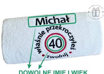 Prezent na KAŻDE URODZINY 1-100 ręcznik z napisem HAFT imię