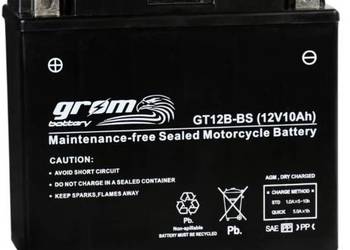 Akumulator motocyklowy GROM GT12B-BS 12V 10Ah 180A L+
