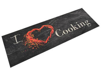 Dywanik kuchenny wzór z napisem Cooking czarny 60x180 cm WM-136550