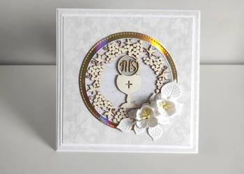 Kartka ręcznie robiona Komunia Święta handmade kielich Kartka ręcznie robiona Komunia Święta handmade kielich