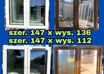 OKNO PCV 146x136, okna, używane, do otworu 150x140, kolor 1str orzech